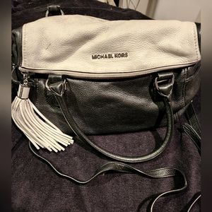 Michael Kors Black and White Leather Crossbody Bag